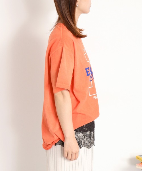 cepo（セポ）の「日焼け加工ドロストショートスリーブTee（Tシャツ/カットソー・レディース・オフホワイト/チャコール/レッド・M）」の8枚目の写真