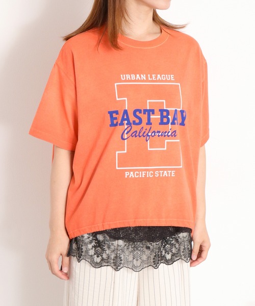 cepo（セポ）の「日焼け加工ドロストショートスリーブTee（Tシャツ/カットソー・レディース・オフホワイト/チャコール/レッド・M）」の9枚目の写真