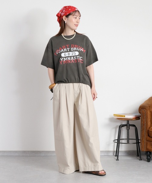 cepo（セポ）の「日焼け加工ドロストショートスリーブTee（Tシャツ/カットソー・レディース・オフホワイト/チャコール/レッド・M）」の11枚目の写真