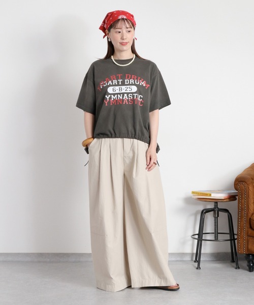 cepo（セポ）の「日焼け加工ドロストショートスリーブTee（Tシャツ/カットソー・レディース・オフホワイト/チャコール/レッド・M）」の12枚目の写真