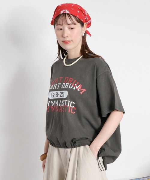 cepo（セポ）の「日焼け加工ドロストショートスリーブTee（Tシャツ/カットソー・レディース・オフホワイト/チャコール/レッド・M）」の17枚目の写真