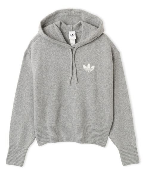 adidas(アディダス)の「adidas ESSENTIALS KNIT HOODIE / アディダス エッセンシャルズ ニット フーディー(パーカー・レディース・グレー・S/M/L)」の4枚目の写真