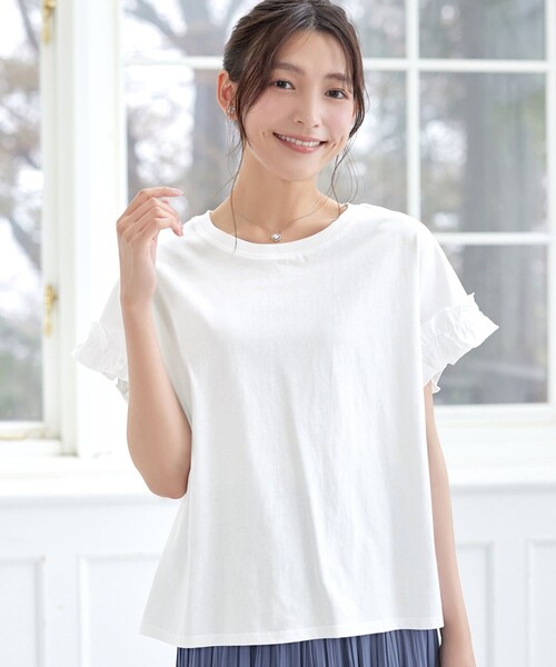 Tiaclasse（ティアクラッセ）の「ギャザースリーブカットソー（Tシャツ/カットソー・レディース・ブラック/オフホワイト・XXL/XL）」の15枚目の写真