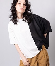 切替アシンメトリーTシャツ