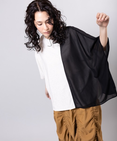 OSMOSIS(オズモーシス)の「切替アシンメトリーTシャツ(Tシャツ/カットソー・レディース・ネイビー/ブラック/アイボリー・ONE SIZE)」の12枚目の写真