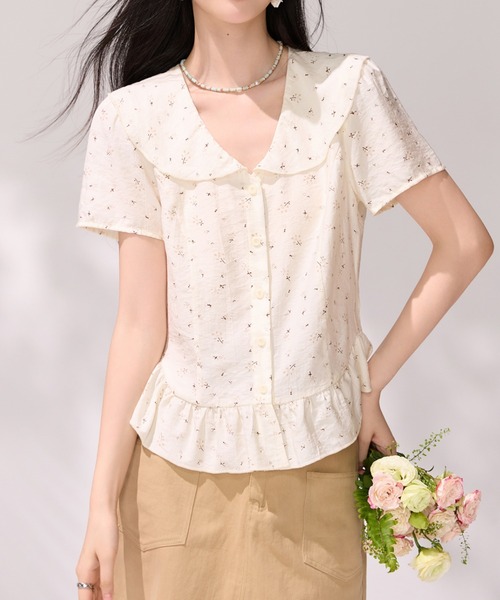 LUCPY(ラクピー)の「ドットフリルカラーペプラムブラウス(シャツ/ブラウス・レディース・ホワイト・X-LARGE/LARGE/MEDIUM/SMALL)」の3枚目の写真