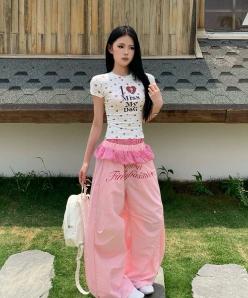 AsheKsha（アシクシャ）の「スウィートクールガール風パッチワークワイドパンツ（その他パンツ・レディース・ブルー/ピンク/イエロー・F）」の7枚目の写真