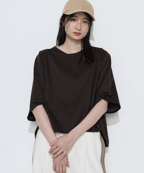 Gabardine K.T(ギャバジンケーティー)の「〔 +サイズ 〕 プレーティング天竺 テントラインプルオーバー(Tシャツ/カットソー・レディース・ミント/ブルー/ブラウン・13号)」の4枚目の写真
