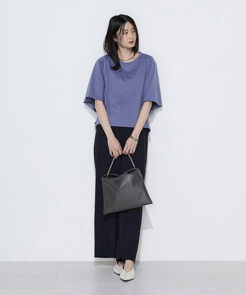 Gabardine K.T(ギャバジンケーティー)の「〔 +サイズ 〕 プレーティング天竺 テントラインプルオーバー(Tシャツ/カットソー・レディース・ミント/ブルー/ブラウン・13号)」の8枚目の写真