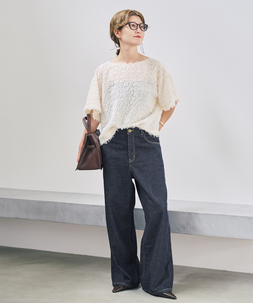 Spick & Span(スピックアンドスパン)の「5 1/2 DEEP RISELOOSE DENIM(デニムパンツ・レディース・ネイビー/ブラック・28/27/26)」の4枚目の写真