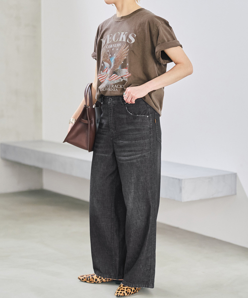 Spick & Span(スピックアンドスパン)の「5 1/2 DEEP RISELOOSE DENIM(デニムパンツ・レディース・ネイビー/ブラック・28/27/26)」の9枚目の写真