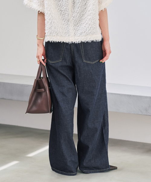 Spick & Span(スピックアンドスパン)の「5 1/2 DEEP RISELOOSE DENIM(デニムパンツ・レディース・ネイビー/ブラック・28/27/26)」の14枚目の写真