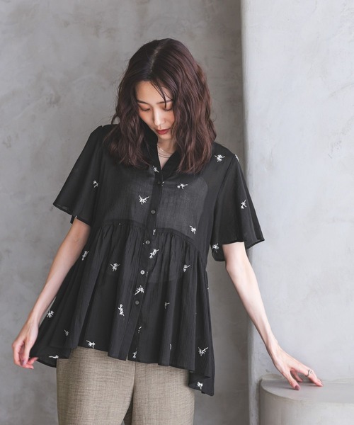 GLOBAL WORK(グローバルワーク)の「エアリーリラックスペプラム刺繍半袖/806465(シャツ/ブラウス・レディース・ブラック/オフホワイト・LARGE/MEDIUM)」の8枚目の写真
