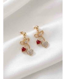 【88eighty-eight】レッドハートチェリーゴールドCUTEピアス【import】(MA)