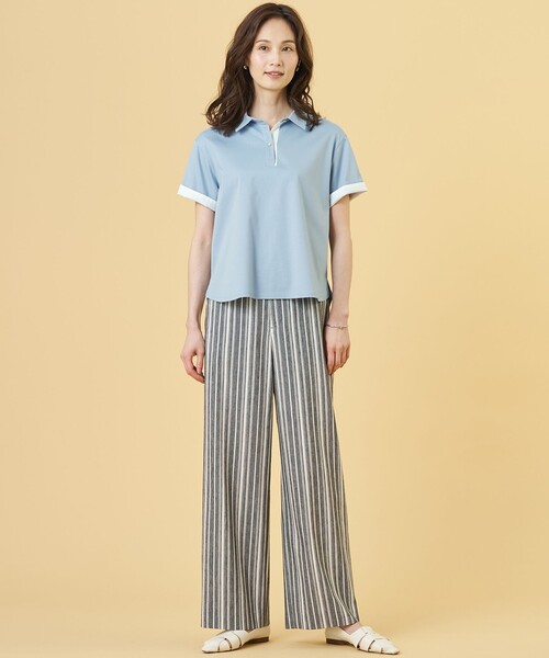 J.PRESS(ジェイプレス)の「【一枚で着映え・シーンレスに活躍】ポロ カットソー(Tシャツ/カットソー・レディース・ダークブラウン系/ネイビー系/サックスブルー系/ライトグレー系・MEDIUM/LARGE)」の7枚目の写真