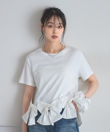 裾リボンTシャツ