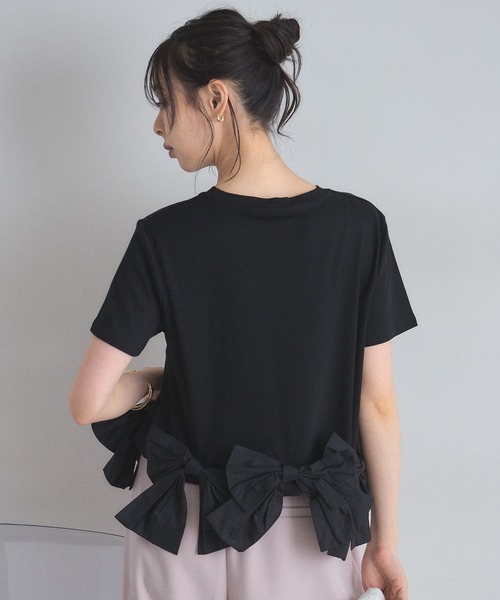 &. NOSTALGIA(アンドドットノスタルジア)の「裾リボンTシャツ(Tシャツ/カットソー・レディース・ホワイト/ブラック・M)」の6枚目の写真