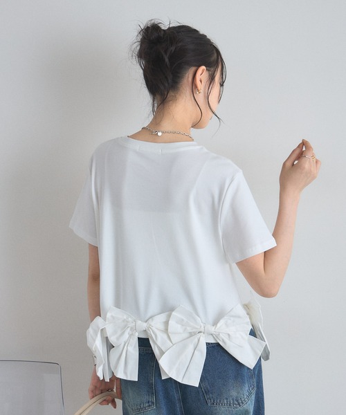 &. NOSTALGIA(アンドドットノスタルジア)の「裾リボンTシャツ(Tシャツ/カットソー・レディース・ホワイト/ブラック・M)」の12枚目の写真