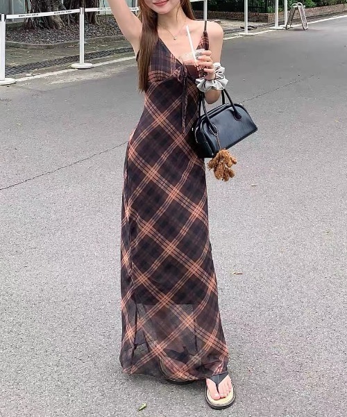 Vipoa（ヴィポア）の「Brown plaid pattern cami dress（ワンピース・レディース・ブラウン系その他・FREE）」の21枚目の写真