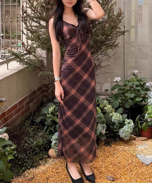 Vipoa（ヴィポア）の「Brown plaid pattern cami dress（ワンピース・レディース・ブラウン系その他・FREE）」の18枚目の写真