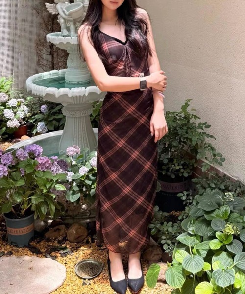 Vipoa（ヴィポア）の「Brown plaid pattern cami dress（ワンピース・レディース・ブラウン系その他・FREE）」の19枚目の写真