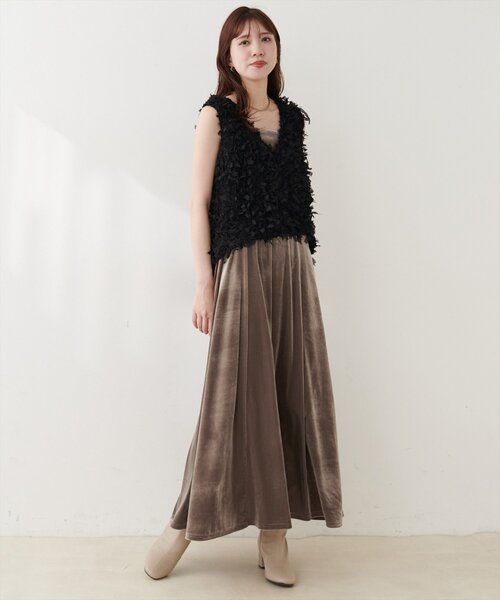 natural couture(ナチュラルクチュール)の「リボンフリンジベスト(ベスト・レディース・ブラウン/アイボリー/ブラック・FREE)」の15枚目の写真