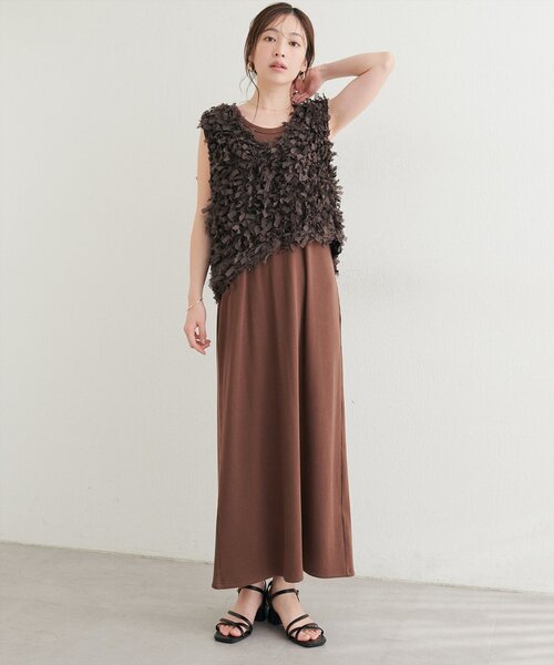 natural couture(ナチュラルクチュール)の「リボンフリンジベスト(ベスト・レディース・ブラウン/アイボリー/ブラック・FREE)」の22枚目の写真