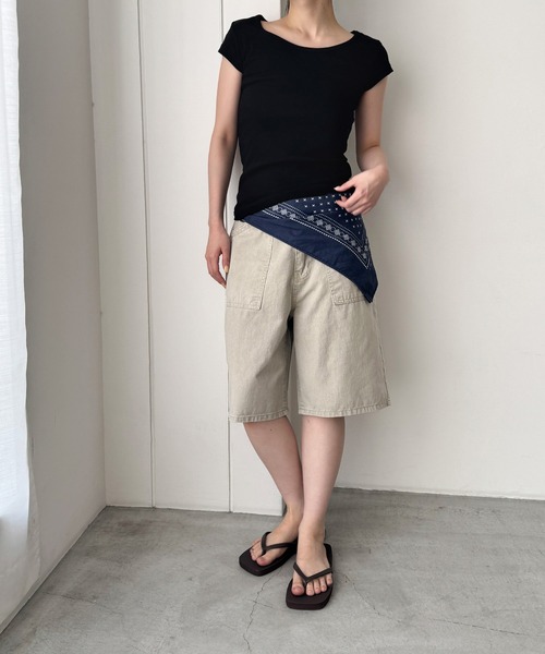 CANAL JEAN(キャナルジーン)の「El mar ウォッシングベイカーハーフパンツ(その他パンツ・レディース・ベージュ/カーキ/ブラック・SMALL/MEDIUM)」の12枚目の写真