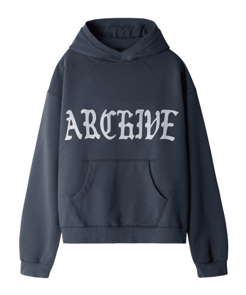 ARCHIVE V RIP HOODIE (COOL GRAY) — худи с разрезами, серый