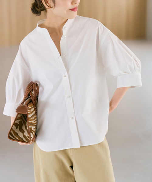 Spick & Span(スピックアンドスパン)の「《WEB限定 / 追加2》パールボタンギャザースリーブシャツ(シャツ/ブラウス・レディース・ホワイト系その他/その他10・FREE)」の6枚目の写真