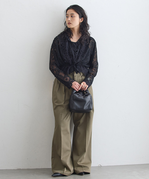 journal standard L'essage(ジャーナルスタンダードレサージュ)の「バテンレースカーディガンブラウス(シャツ/ブラウス・レディース・ブラック/アイボリー・FREE)」の8枚目の写真