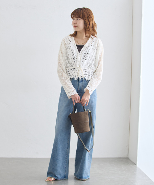 journal standard L'essage(ジャーナルスタンダードレサージュ)の「バテンレースカーディガンブラウス(シャツ/ブラウス・レディース・ブラック/アイボリー・FREE)」の14枚目の写真
