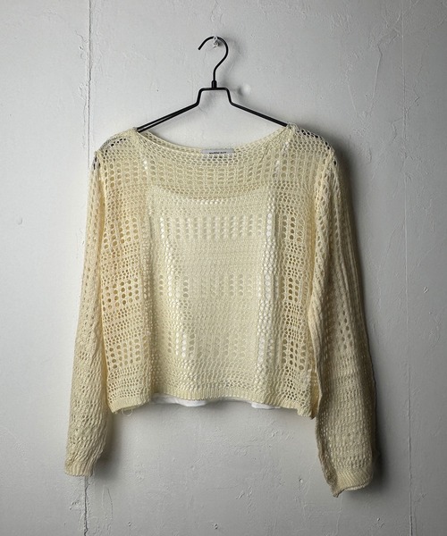 MAISON SELECT(メゾンセレクト)の「7E10 透かし編みニット キャミソールセット(ニット/セーター・レディース・アイボリー/ベージュ/ブラック・FREE)」の19枚目の写真