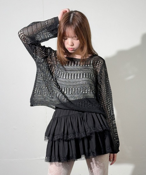 MAISON SELECT(メゾンセレクト)の「7E10 透かし編みニット キャミソールセット(ニット/セーター・レディース・アイボリー/ベージュ/ブラック・FREE)」の20枚目の写真