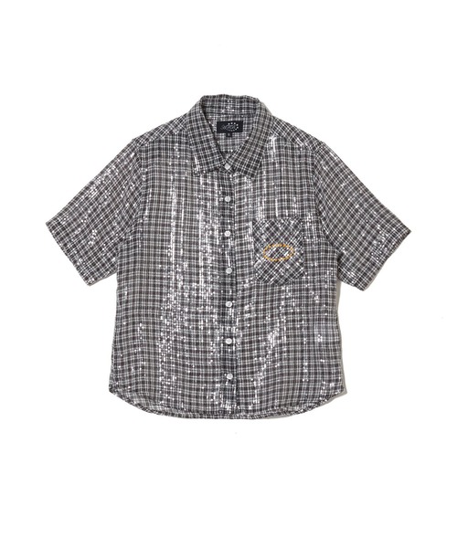 AFB（エーエフビー）の「WMS SHEER SPANGLE SS SHIRTS（シャツ/ブラウス・レディース・ブラック/レッド・M）」の2枚目の写真