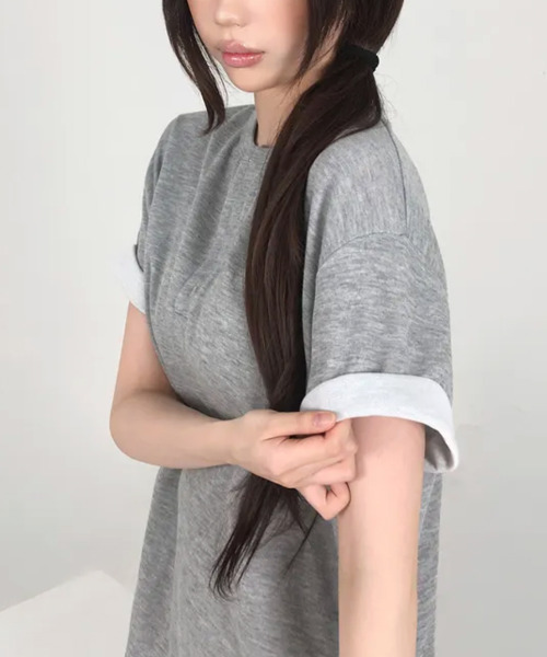 VIVID LADY(ビビッドレディー)の「ヘンリーネック 半袖Tシャツ(Tシャツ/カットソー・レディース・ネイビー/ブラック/アイボリー/レッド/グレー・FREE)」の20枚目の写真