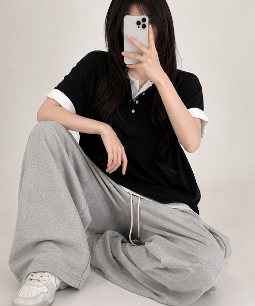 VIVID LADY(ビビッドレディー)の「ヘンリーネック 半袖Tシャツ(Tシャツ/カットソー・レディース・ネイビー/ブラック/アイボリー/レッド/グレー・FREE)」の11枚目の写真