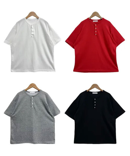 VIVID LADY(ビビッドレディー)の「ヘンリーネック 半袖Tシャツ(Tシャツ/カットソー・レディース・ネイビー/ブラック/アイボリー/レッド/グレー・FREE)」の10枚目の写真
