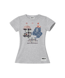 3.4 セミクロップ 半袖Tシャツ [グレー メランジェ]