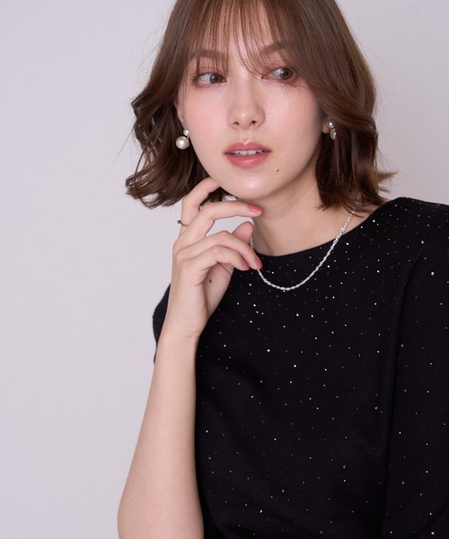 MISCH MASCH（ミッシュマッシュ）の「2026秋冬新作 ラインストーンデザイントップス（ニット/セーター・レディース・グレー/ブラック・ﾌﾘ-）」の11枚目の写真