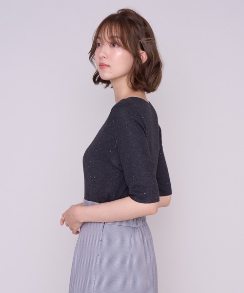 MISCH MASCH（ミッシュマッシュ）の「2026秋冬新作 ラインストーンデザイントップス（ニット/セーター・レディース・グレー/ブラック・ﾌﾘ-）」の22枚目の写真