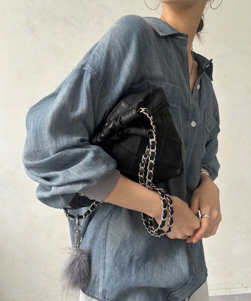 DouDou(ドゥドゥ)の「【WEB限定】ダイヤ柄キルトチェーンハンドルバッグ(トートバッグ・レディース・ベージュ/ブラック/グリーン・FREE)」の6枚目の写真