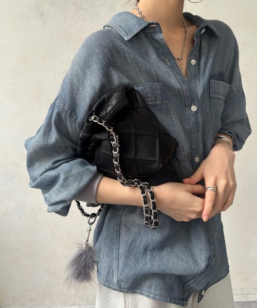 DouDou(ドゥドゥ)の「【WEB限定】ダイヤ柄キルトチェーンハンドルバッグ(トートバッグ・レディース・ベージュ/ブラック/グリーン・FREE)」の7枚目の写真