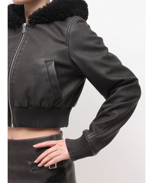 GYDA(ジェイダ)の「vintage fauxフェイクレザーボアショートブルゾン【セットアップ着用可能】(ブルゾン・レディース・ブラウン/ブラック・FREE)」の18枚目の写真