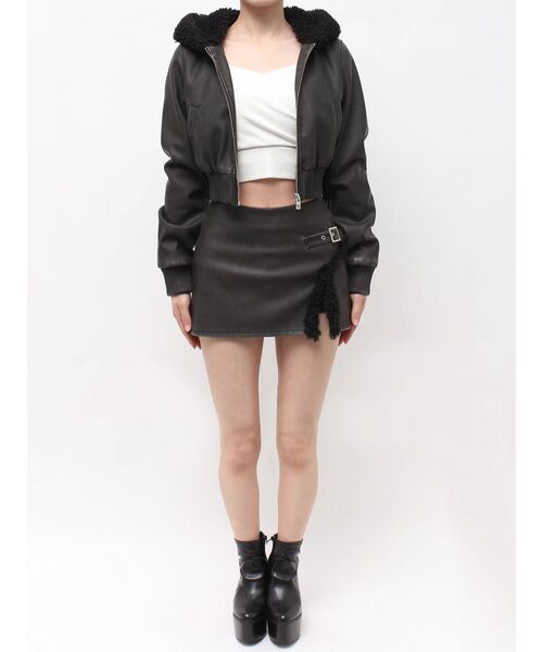 GYDA(ジェイダ)の「vintage fauxフェイクレザーボアショートブルゾン【セットアップ着用可能】(ブルゾン・レディース・ブラウン/ブラック・FREE)」の22枚目の写真
