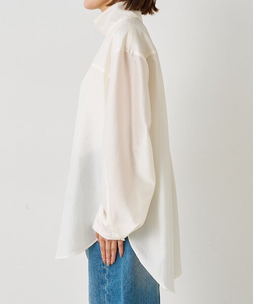 RIVE DROITE(リヴドロワ)の「ハイネックタイブラウス(オフィスカジュアル/秋服)(シャツ/ブラウス・レディース・サックスブルー/オフホワイト/ブラック・FREE)」の4枚目の写真