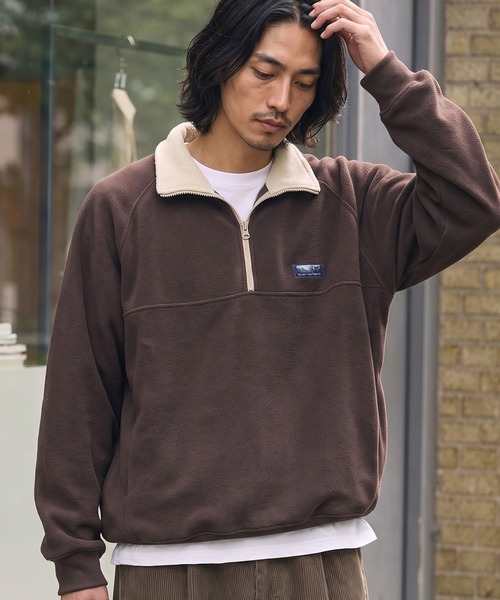 寬鬆重磅刷毛拉鍊高領衫