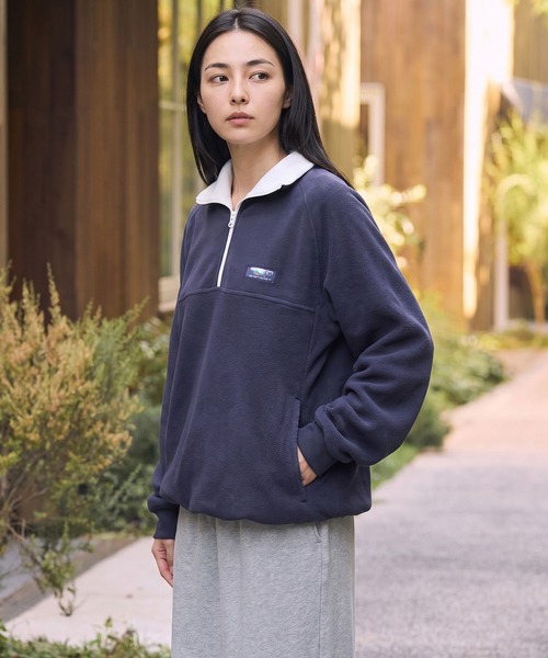 寬鬆重磅刷毛拉鍊高領衫