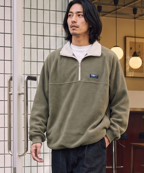 寬鬆重磅刷毛拉鍊高領衫