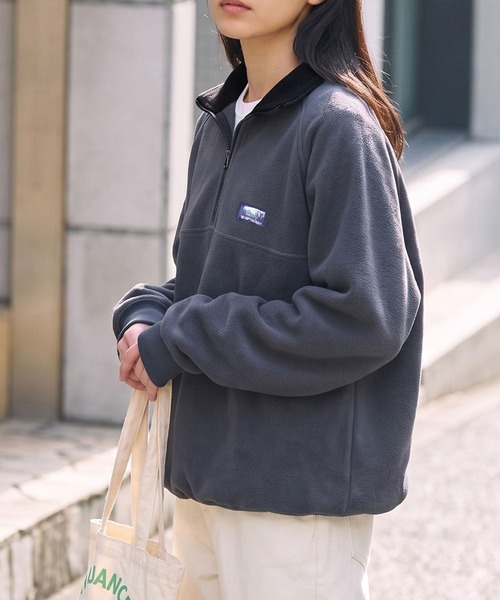 寬鬆重磅刷毛拉鍊高領衫